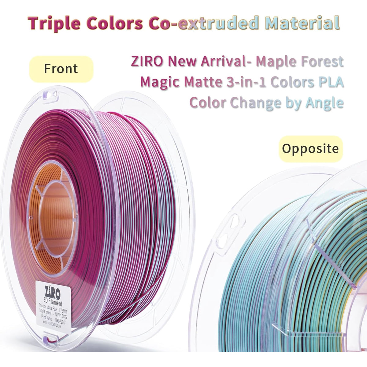 Ziro 3D Tri-Color Matte PLA 1.75mm 1kg, Volcano