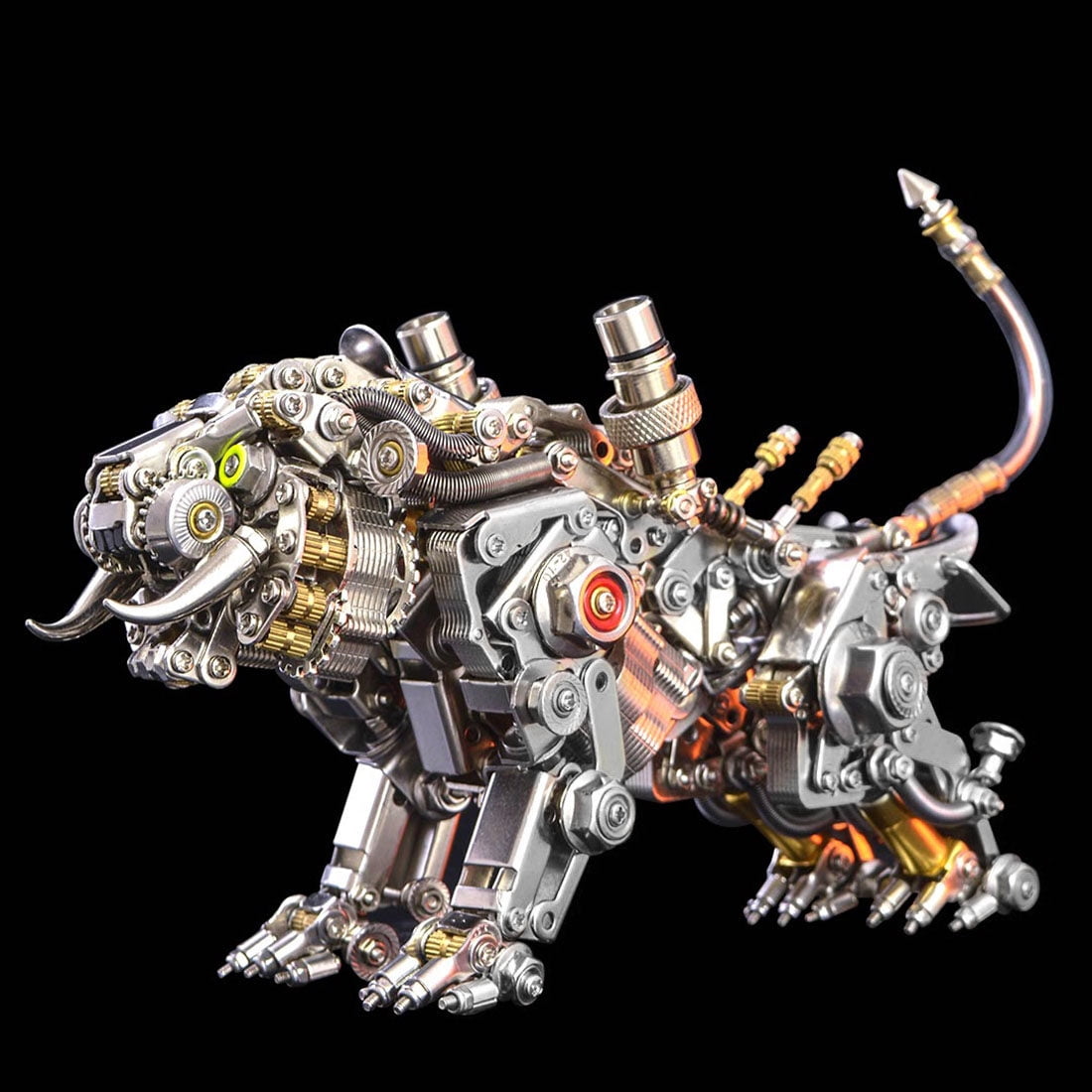 3D Metal Puzzle Colorful Bengal Tiger Model Kit, 700PCS Mechanical Steampunk Tiger 3D Metal Jigsaw Puzzle to Build, DIY Assembly Gift for Adults & Teens -Wings 1 Pair