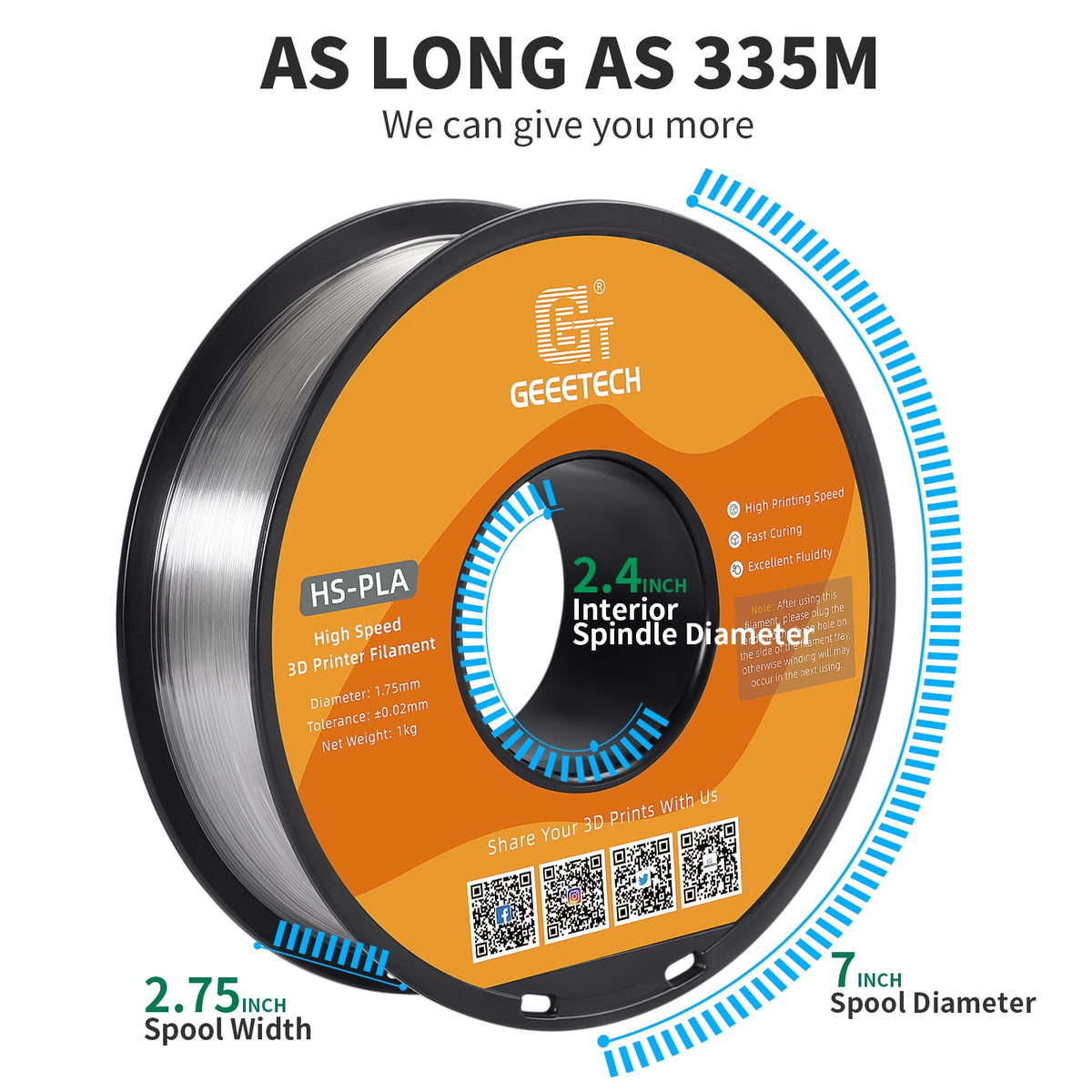 Geeetech 1.75mm PLA 3D Printer Filament, 1kg Spool (2.2lbs), Dimensional Accuracy +/- 0.03mm,yellow