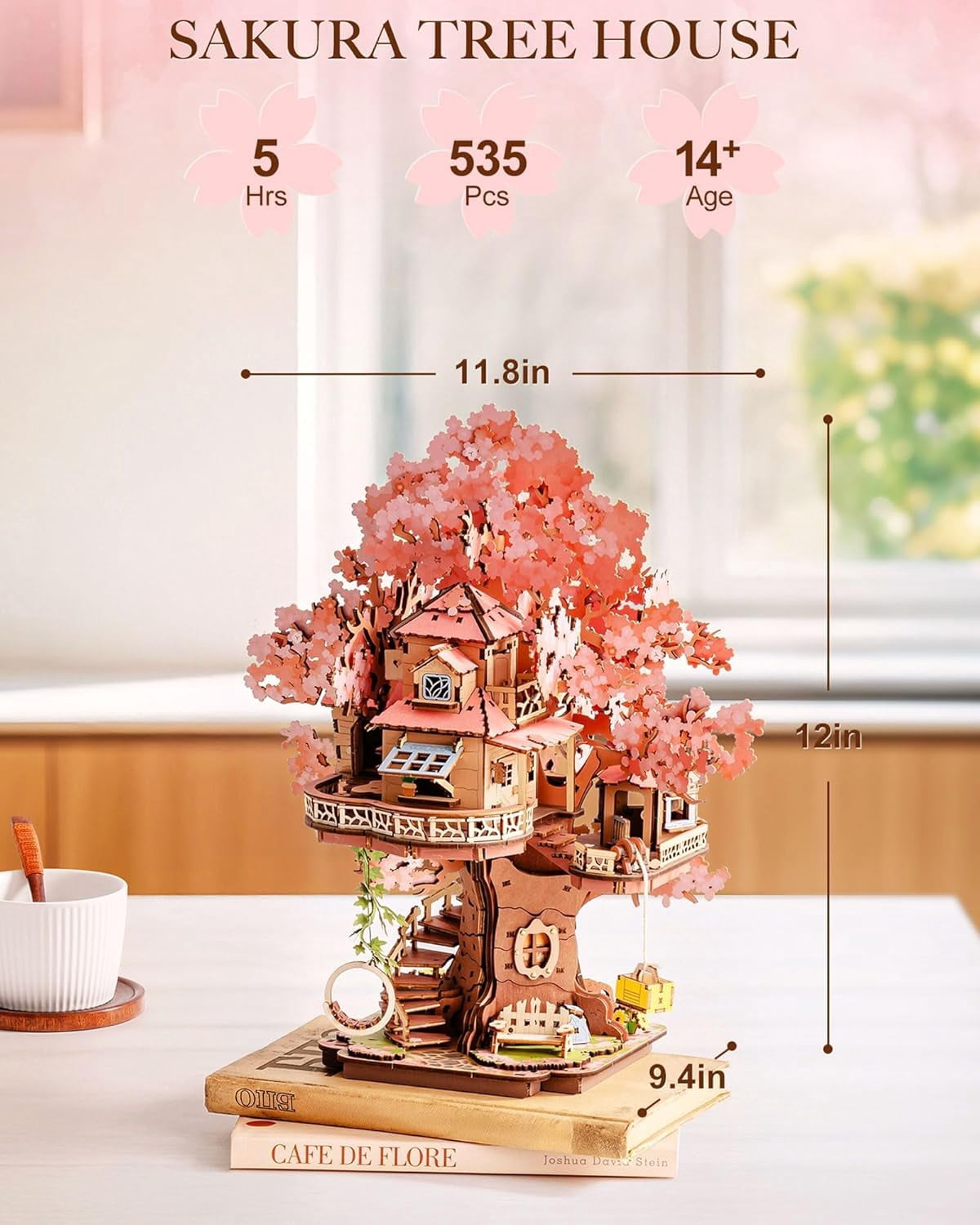 Rolife Sakura Tree House DIY Wooden 3D Puzzle Home Decor Toys for Adult Xmas Gift