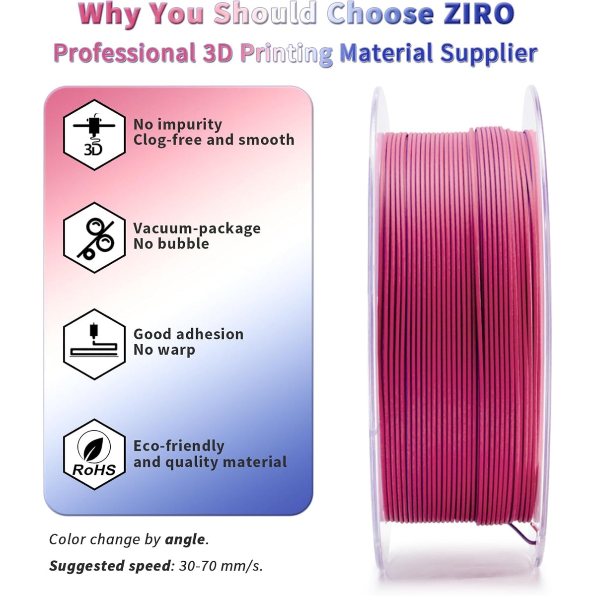 Ziro 3D Tri-Color Matte PLA 1.75mm 1kg, Volcano