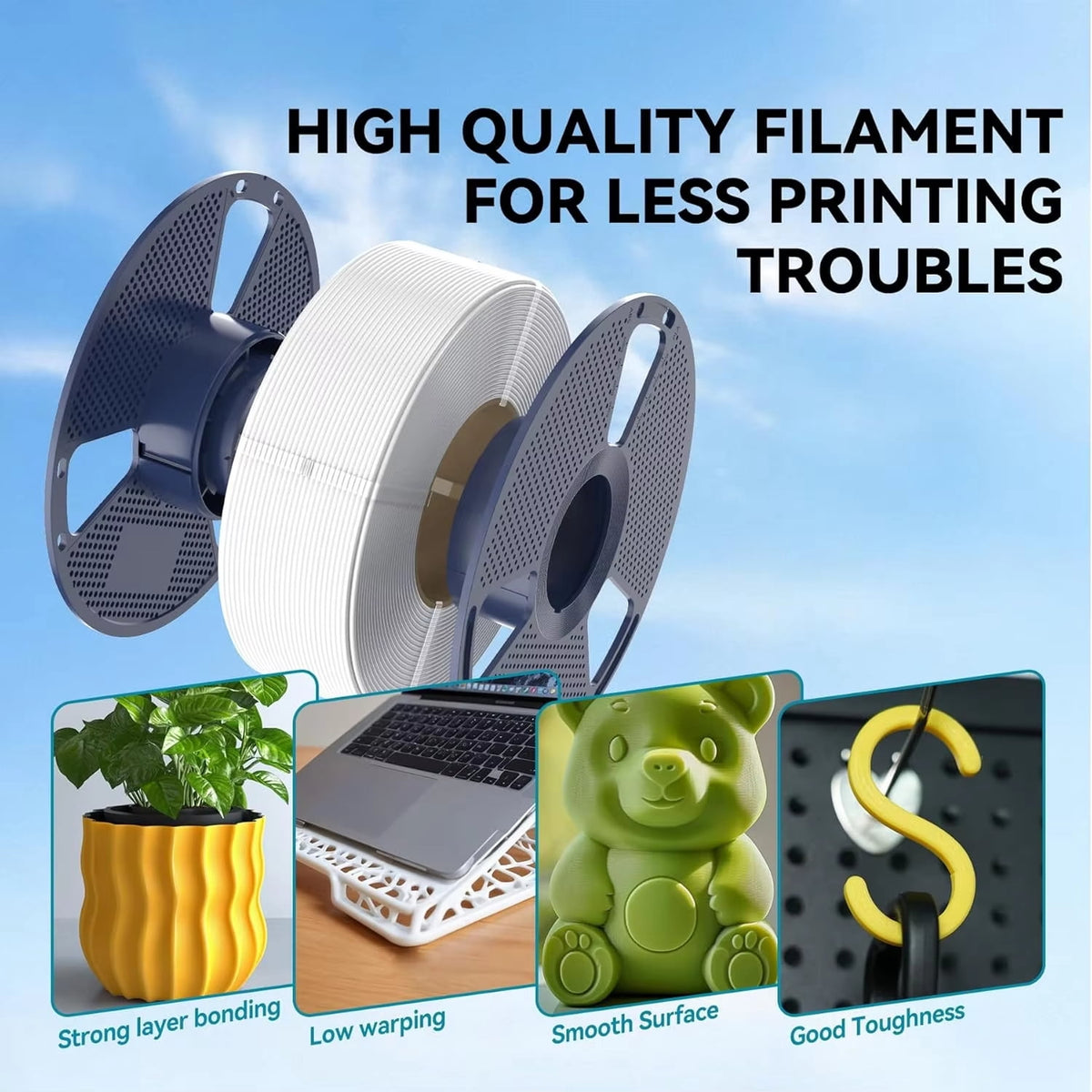 Moonsky 8.8 oz PLA 3D Printing Filament 1.75mm Eco Friendly Material in Vacuum Package for Precision Desktop Printing, Black
