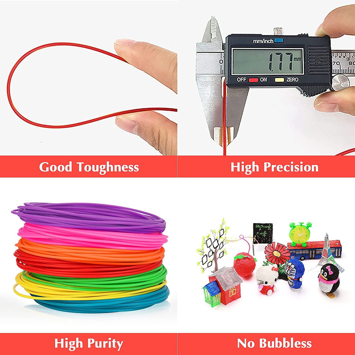 3D Pen PLA Filament Refills, 1.75mm PLA Filament Pack of 20 Colors Each Color 16 feet, Total 320 Feet, Create Professional Safety Refill for Kids, for 3D Pens and 3D Printers Arts