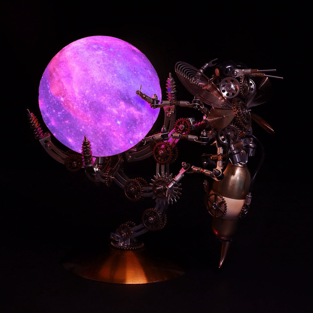 Mechanical Octopus 3D Metal Model Kit with Moon Lamp, Touch 3 Colors, Customizable Steampunk Puzzle & Desk Light, Perfect Room Decor and Gift Choice
