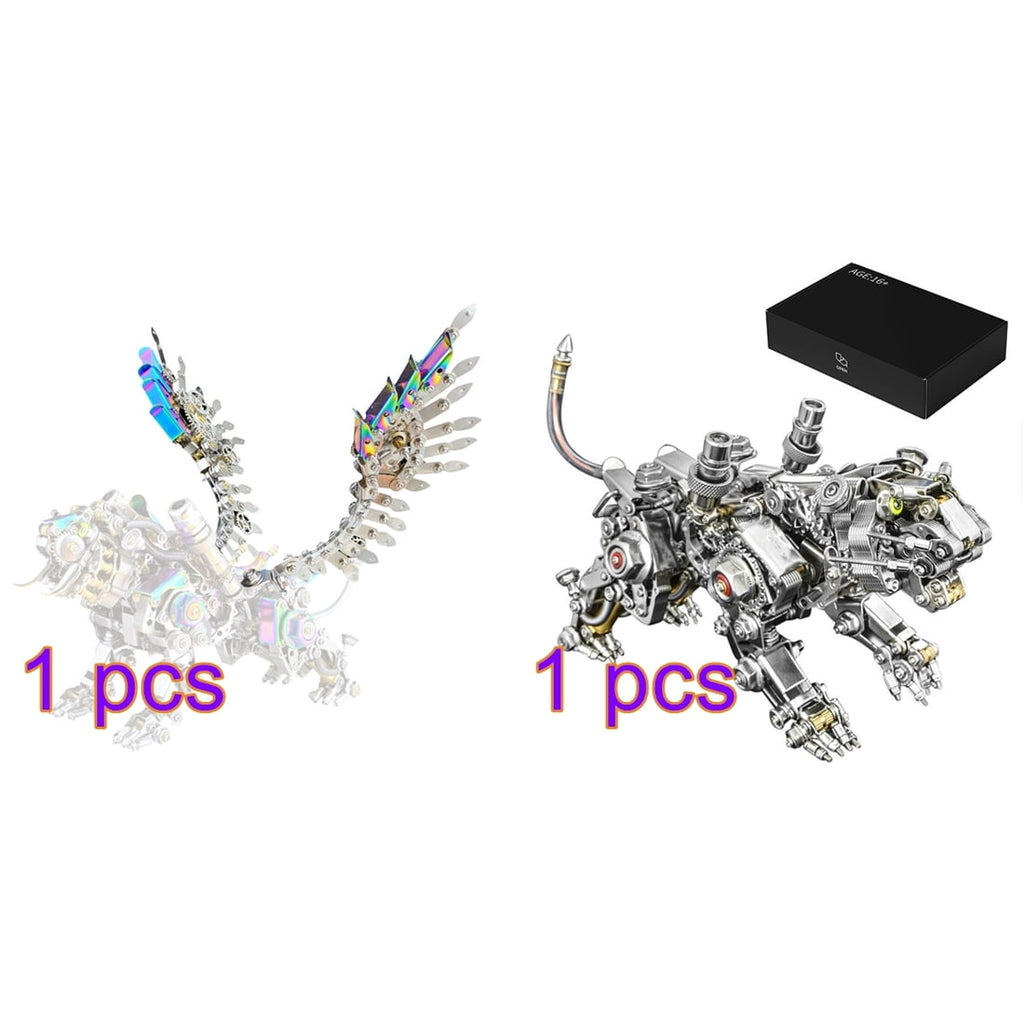 3D Metal Puzzle Colorful Bengal Tiger Model Kit, 700PCS Mechanical Steampunk Tiger 3D Metal Jigsaw Puzzle to Build, DIY Assembly Gift for Adults & Teens -Wings 1 Pair