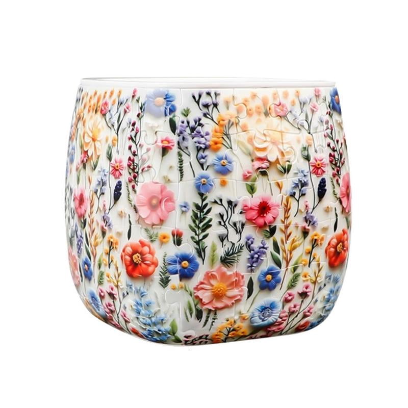 3D Jigsaws Puzzle Planter Vase, 96 Piece ABS Craft Set for Adults, 4.33 Inch Flower Pot for Succulents and Desk Decors