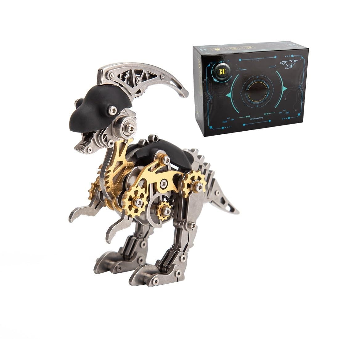 3D Metal Dinosaur Puzzle Kit for Adults - DIY Mechanical Steampunk Model, 160 Pieces Assembly Challenge