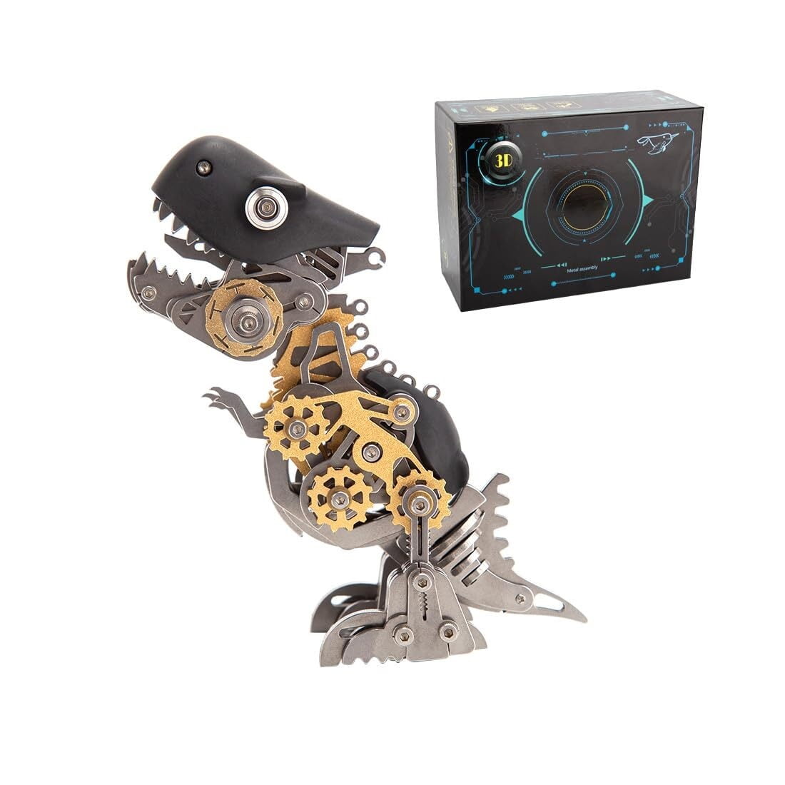 3D Metal Dinosaur Puzzle Kit for Adults - DIY Mechanical Steampunk Model, 160 Pieces Assembly Challenge