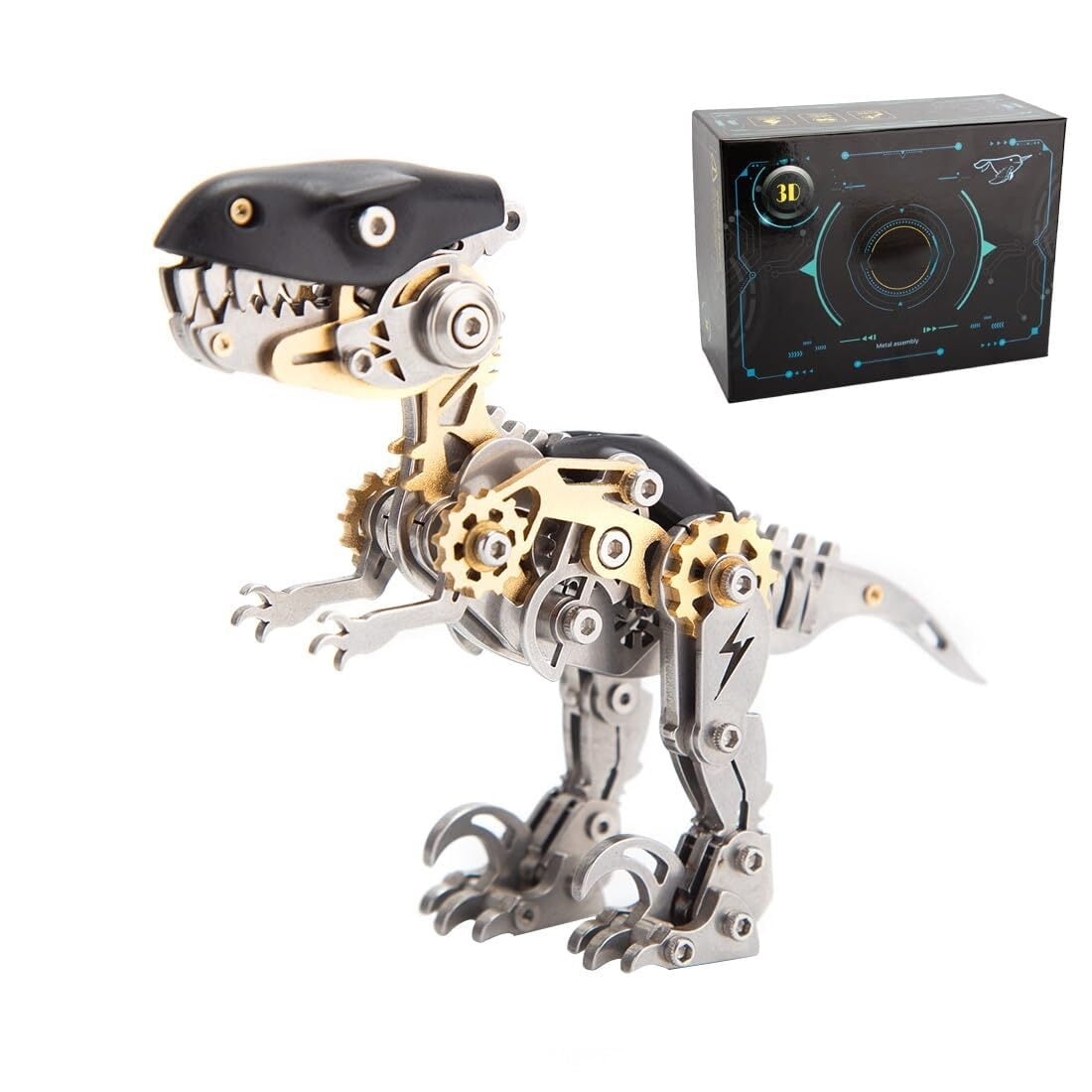 3D Metal Dinosaur Puzzle Kit for Adults - DIY Mechanical Steampunk Model, 160 Pieces Assembly Challenge