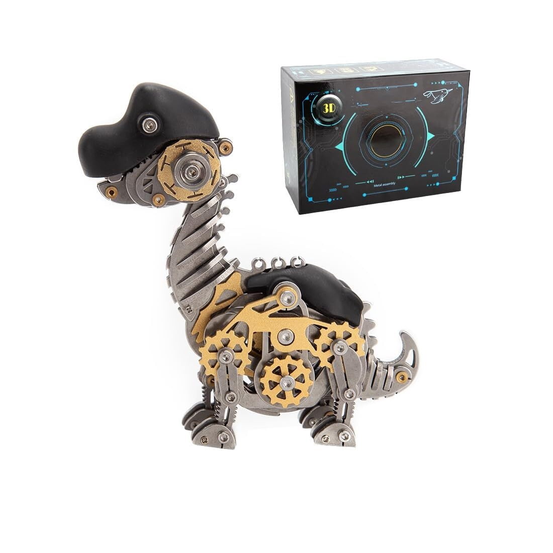 3D Metal Dinosaur Puzzle Kit for Adults - DIY Mechanical Steampunk Model, 160 Pieces Assembly Challenge