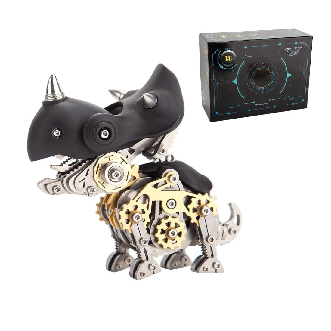 3D Metal Dinosaur Puzzle Kit for Adults - DIY Mechanical Steampunk Model, 160 Pieces Assembly Challenge