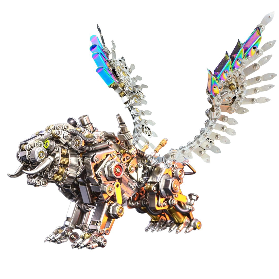 3D Metal Puzzle Colorful Bengal Tiger Model Kit, 700PCS Mechanical Steampunk Tiger 3D Metal Jigsaw Puzzle to Build, DIY Assembly Gift for Adults & Teens -Wings 1 Pair