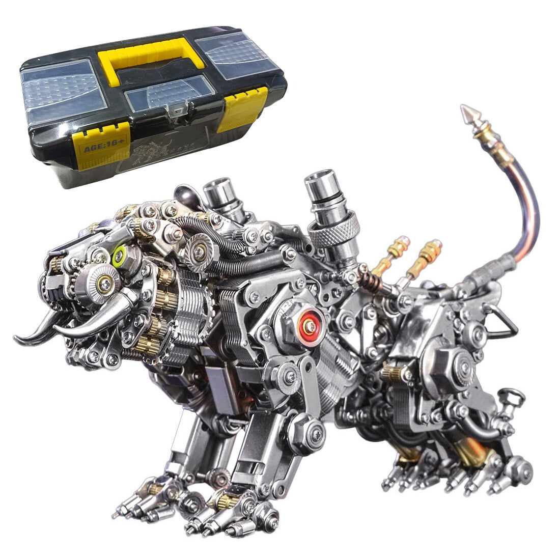 3D Metal Puzzle Colorful Bengal Tiger Model Kit, 700PCS Mechanical Steampunk Tiger 3D Metal Jigsaw Puzzle to Build, DIY Assembly Gift for Adults & Teens -Wings 1 Pair