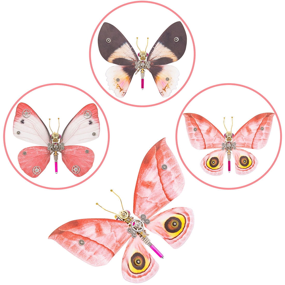 3D Metal Puzzle Butterfly Lymantria Punicea 200+ PCS, Steampunk Mechanical Model Kit With DIY Assembly, Home Display Desk Decor For Adult Collectors And Creative Gifts