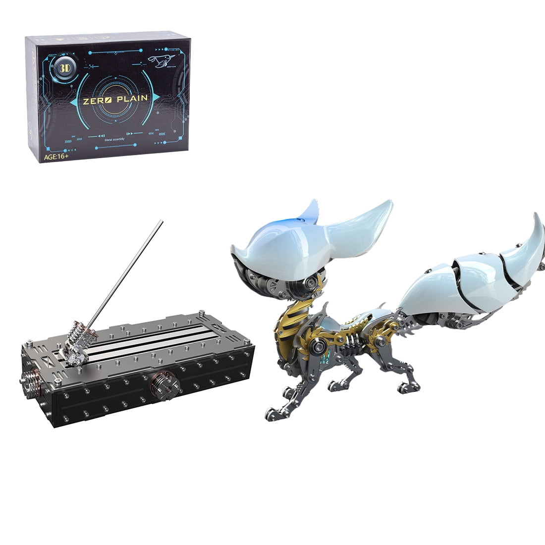 3D Metal Puzzle Linglong Fox Libai Base Stand 339 PCS, Steampunk Mechanical Model Kit With DIY Assembly, Home Display Desk Decor For Adult Collectors And Creative Gifts