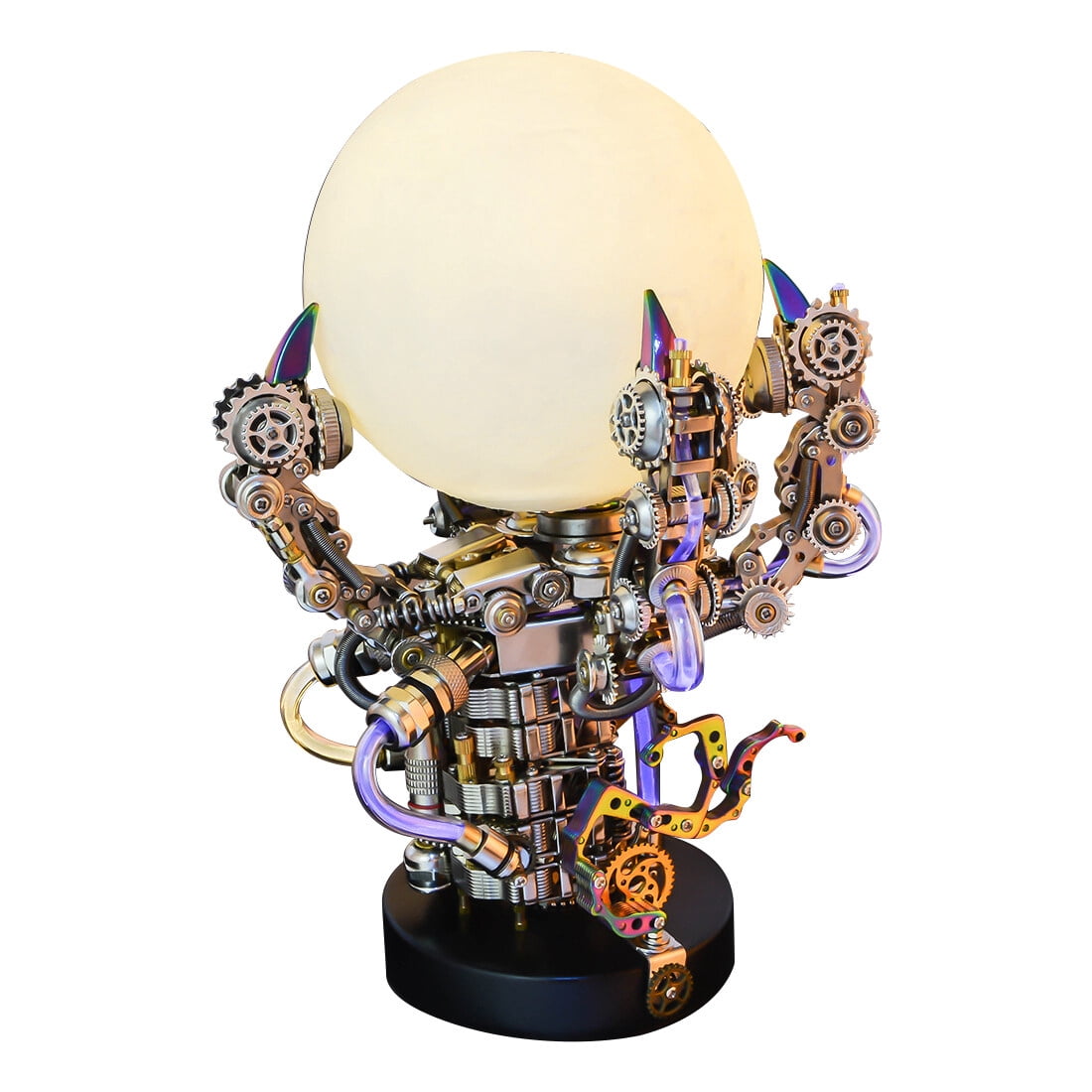 Lantern Fish 3D Metal Puzzle DIY Steampunk Assembly Kit, 700+PCS Mechanical Model with Movable Fins, Color-Changing Lamp & Collectible Gift for Adults & Teens