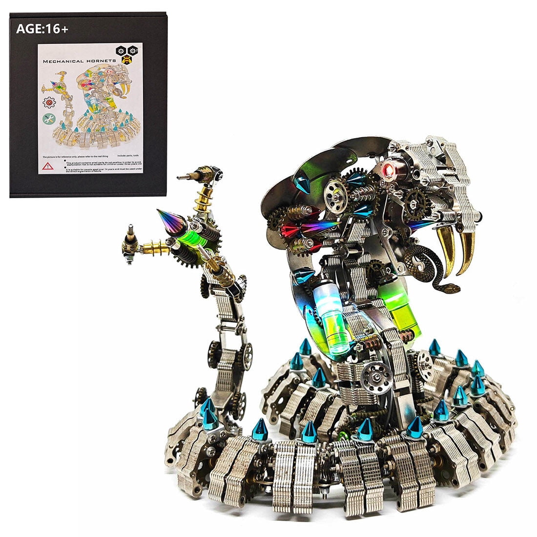 3D Metal Puzzle Mecha Model Kit with Lights, 1020+ PCS Steampunk Mechanical DIY Handmade Collectible Christmas Gift for Adults & Teens 15+