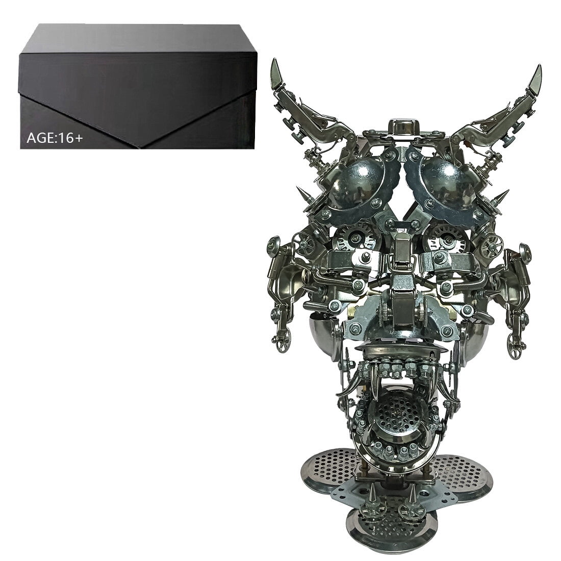 3D Metal Puzzle Mecha Model Kit with Lights, 1020+ PCS Steampunk Mechanical DIY Handmade Collectible Christmas Gift for Adults & Teens 15+