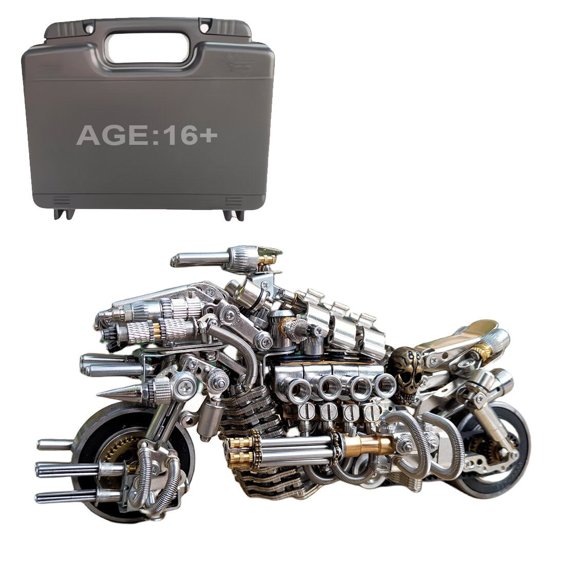 3D Metal Puzzle Mecha Model Kit with Lights, 1020+ PCS Steampunk Mechanical DIY Handmade Collectible Christmas Gift for Adults & Teens 15+