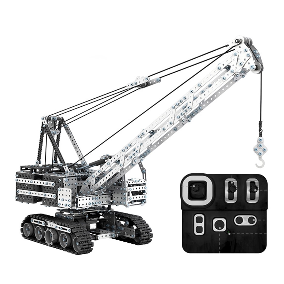 3D Metal Puzzle RC Alloy Assembly Crane, 1929PCS DIY Metal Model Kit, Remote Control Engineering Vehicle with Articulated Arm, 3D Puzzle for Adults & Teens