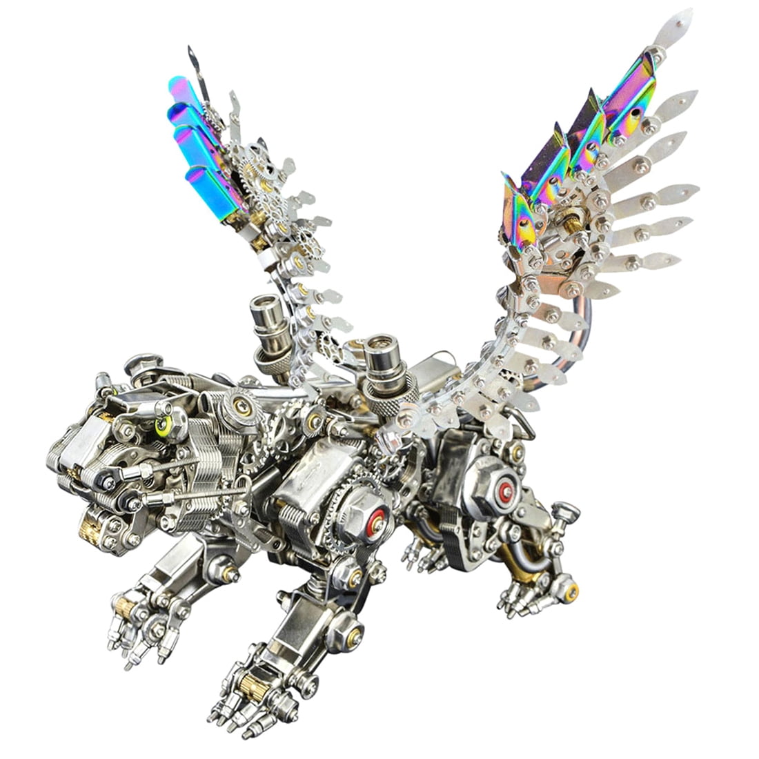 3D Metal Puzzle Colorful Bengal Tiger Model Kit, 700PCS Mechanical Steampunk Tiger 3D Metal Jigsaw Puzzle to Build, DIY Assembly Gift for Adults & Teens -Wings 1 Pair