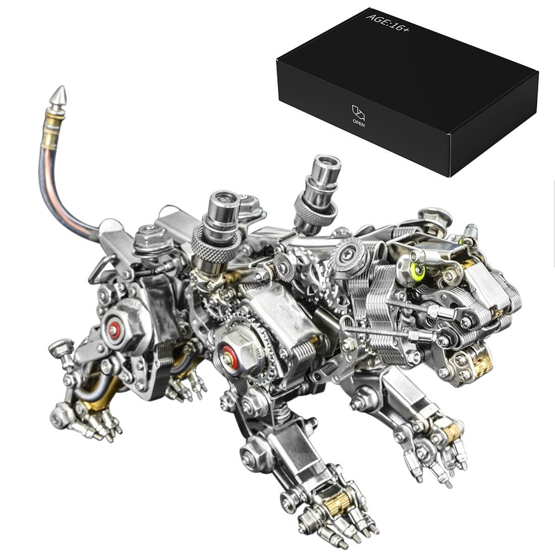 3D Metal Puzzle Colorful Bengal Tiger Model Kit, 700PCS Mechanical Steampunk Tiger 3D Metal Jigsaw Puzzle to Build, DIY Assembly Gift for Adults & Teens -Wings 1 Pair