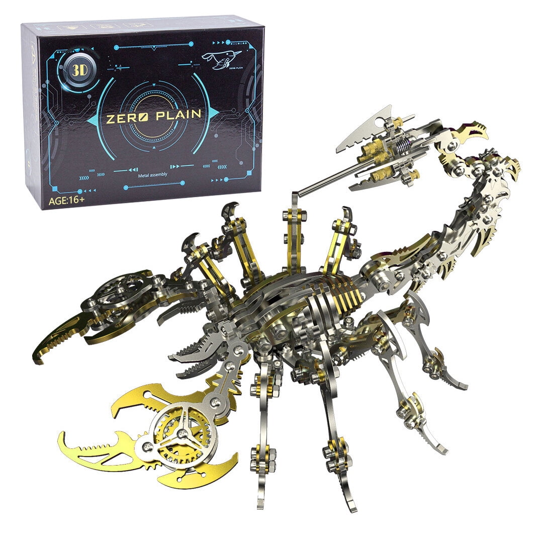 3D Metal Puzzle for Adult, 220PCS+ 3D Steampunk Mechanical Scorpion King Model Kits, DIY ArtCraft Puzzle for Desk Ornaments (Black & Golden)