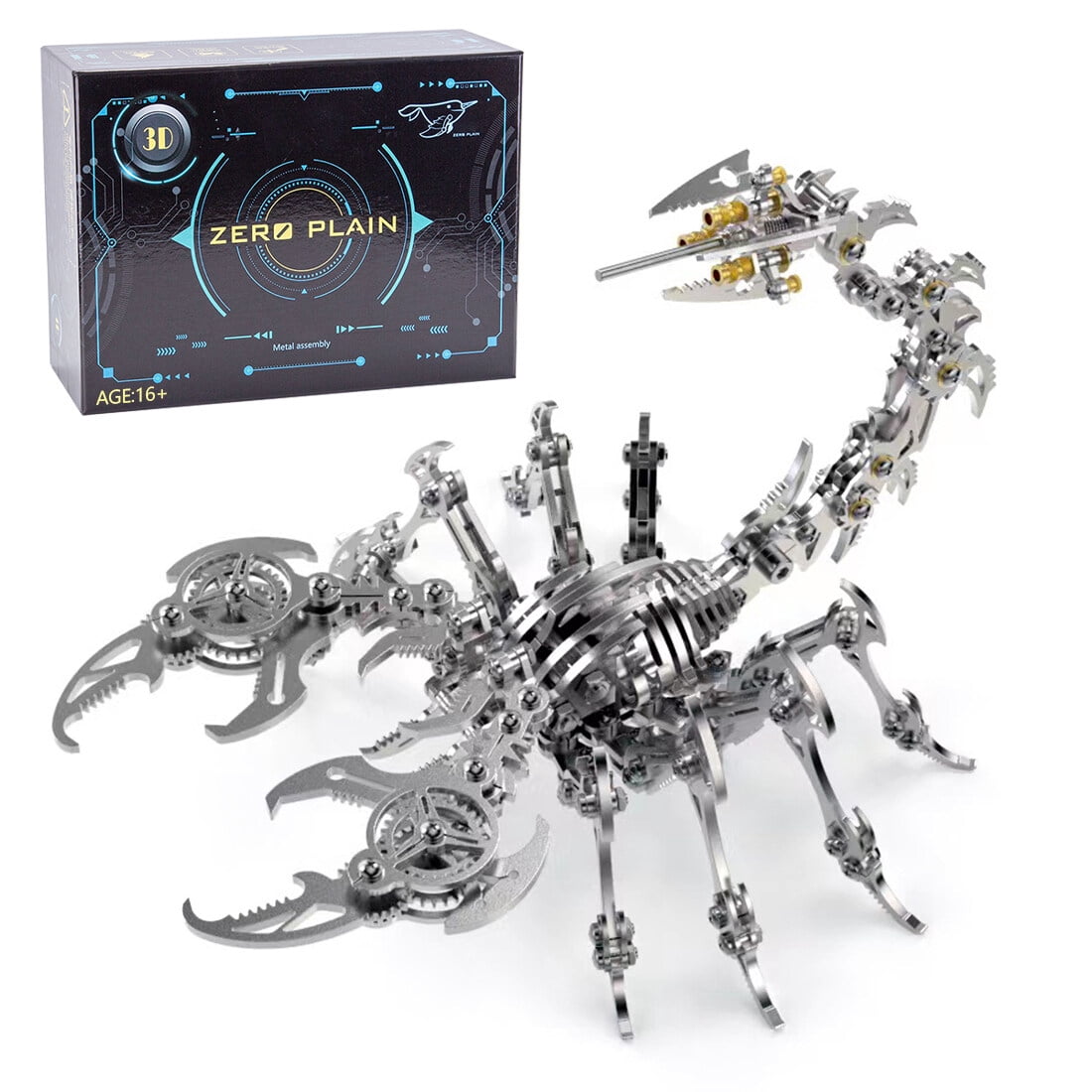3D Metal Puzzle for Adult, 220PCS+ 3D Steampunk Mechanical Scorpion King Model Kits, DIY ArtCraft Puzzle for Desk Ornaments (Black & Golden)