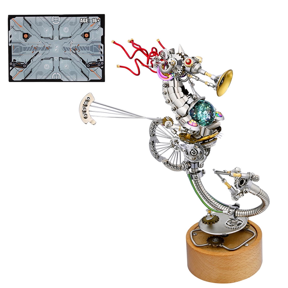 3D Metal Puzzles Steampunk Giant Squid Model Kit, 295+PCS DIY Assembly, Animal Metal Puzzle for Adults & Teens 16+, Exquisite Desktop Display for Home and Office Decor
