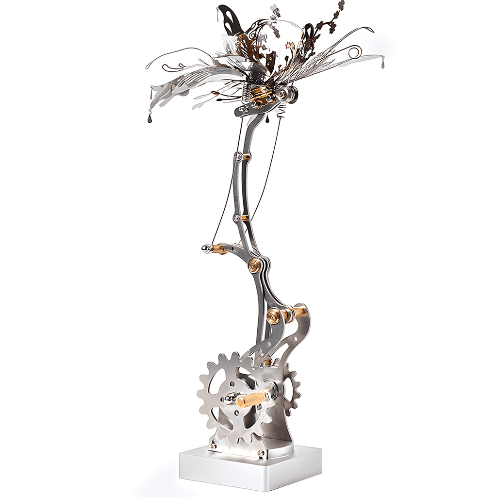 3D Metal Puzzles, Mechanical Butterfly Model Kit with Gear Transmission, Steampunk DIY Assembly, Stainless Steel Desk Decor Collectible Gift for Adults