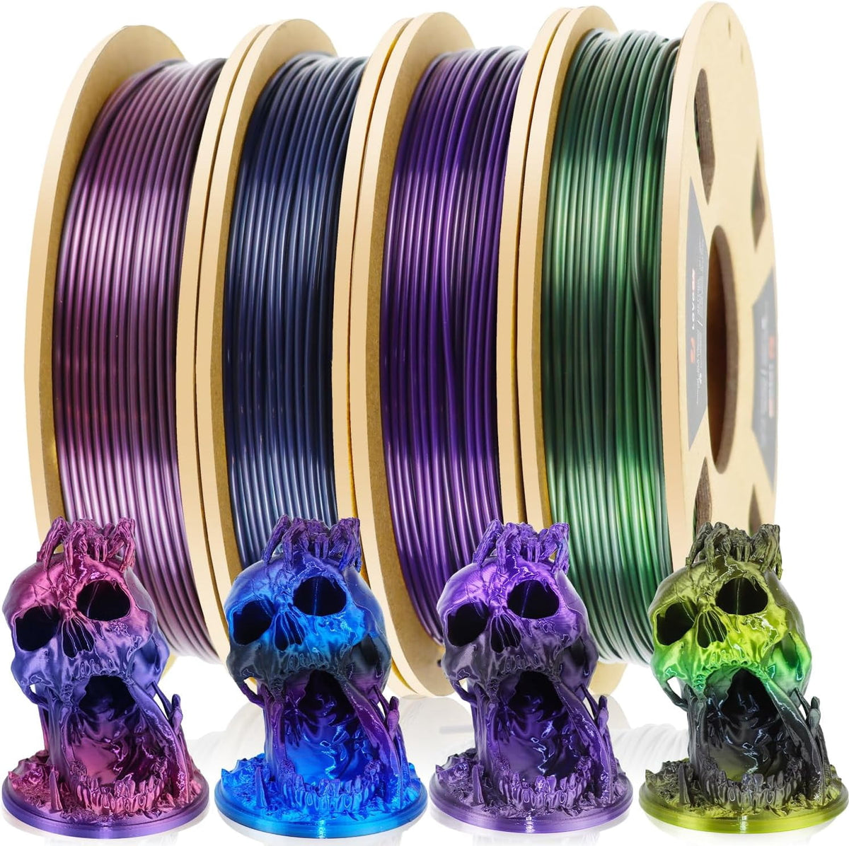 3D PLA Filament Bundle 1.75MM, Color Shift Filament Bundle, Gradient Silk PLA Filament Bundle, PLA Filament for 3D Printer 3D Pen, Dimensional Accuracy +/-0.02mm, 200g x 4 Spools