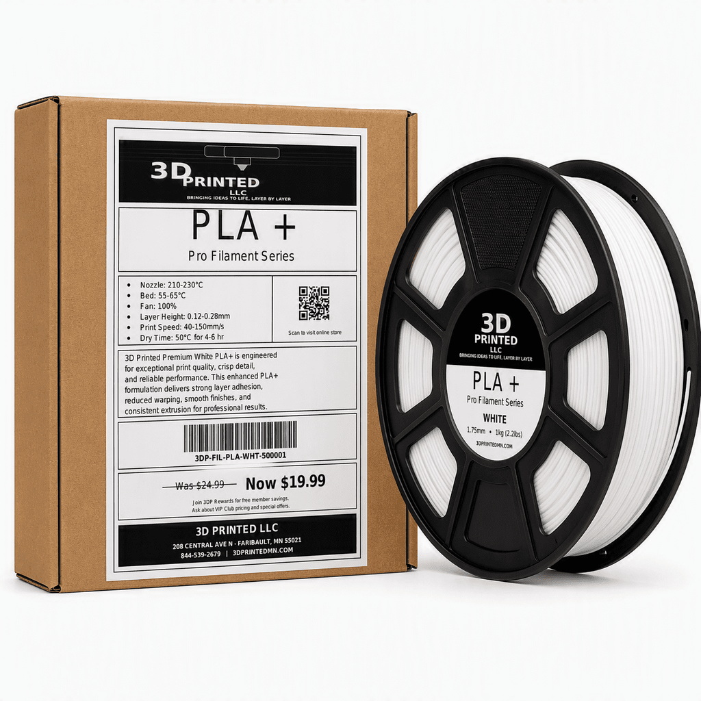 3D Printed PLA+ 3D Printer Filaments with 1kg Spool, for FDM/FFF 3D Printers, White, 1 Count