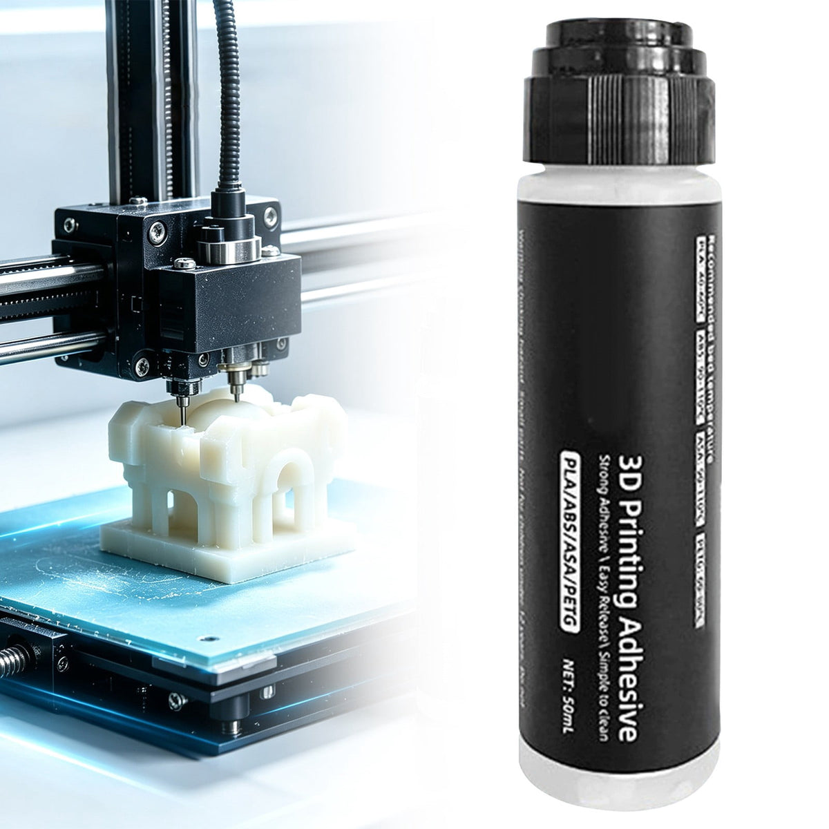 3D Printer Anti Warping Glue 50ml, Liquid Bed Adhesive for PLA ABS PETG Filaments, Platform Adhesion Agent for FDM Printer, Water Soluble Model Warping Prevention for Glass Aluminum Beds, by Preplabs