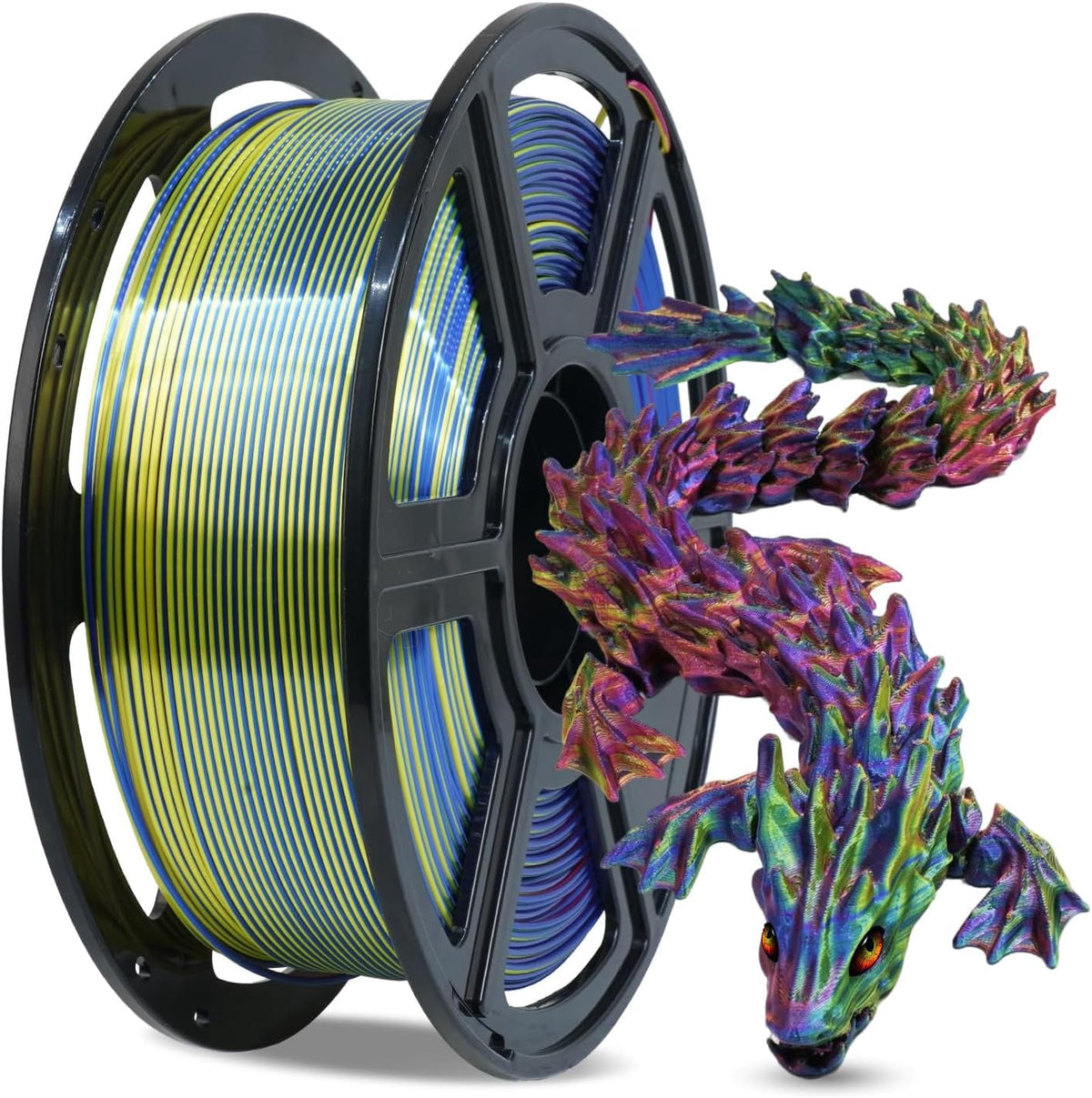 3D Printer Filament Triple Color Silk PLA Filament 1.75mm, 3D Printing Filament Coextrusion Rainbow Filament with Silk PLA