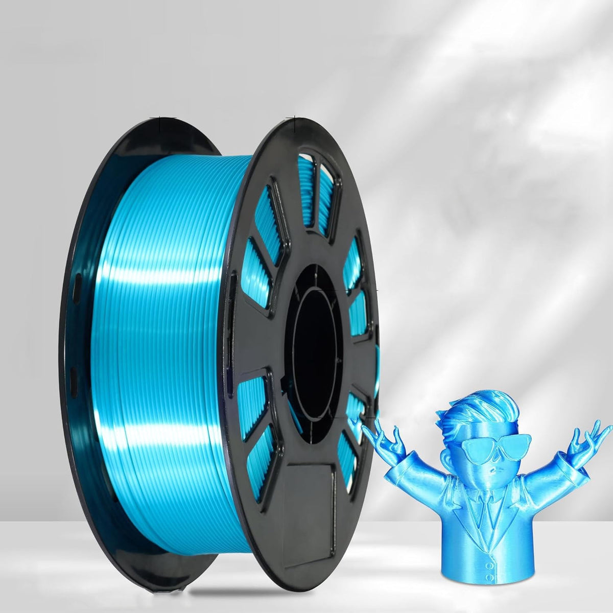 3D Printer Filament with Shiny Surface,Silk Blue PLA Filament 1.75mm, Shiny PLA Silk Filament 250g Spool 3D Printing Filament.