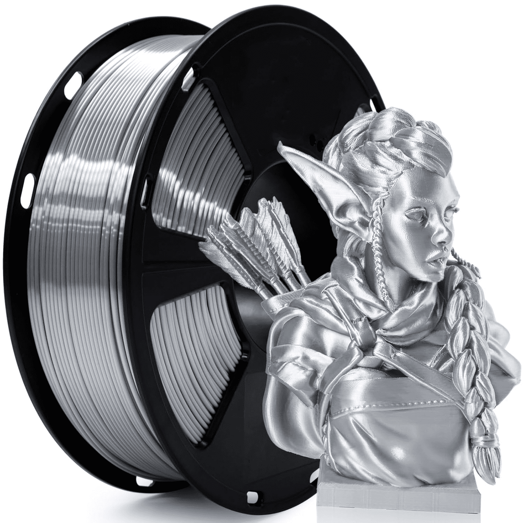 3D Printer Filament with Shiny Surface, Silk Silver PLA Filament 1.75mm Shiny Metallic PLA Silk Filament 250g Spool 3D Printing Filament.