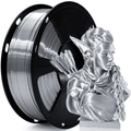 3D Printer Filament with Shiny Surface, Silk Silver PLA Filament 1.75mm Shiny Metallic PLA Silk Filament 250g Spool 3D Printing Filament.