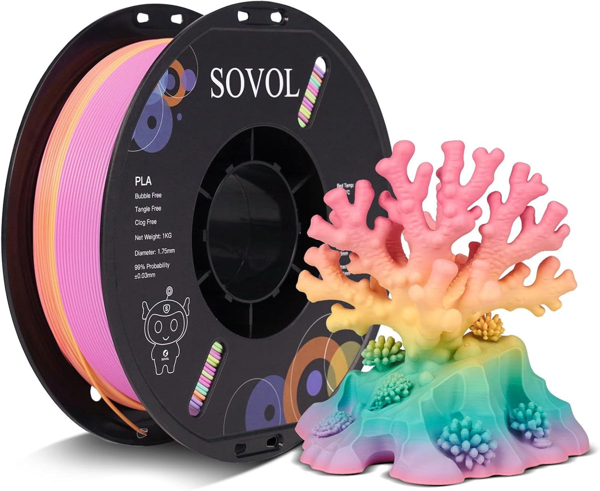 3D Printer Matte Multicolored Fast Change Gradient Rainbow PLA 1kg (2.2 lbs) Spool 3D Printing Materials, Dimensional Accuracy +/- 0.03 mm, 1.75 mm, Matte Starlight