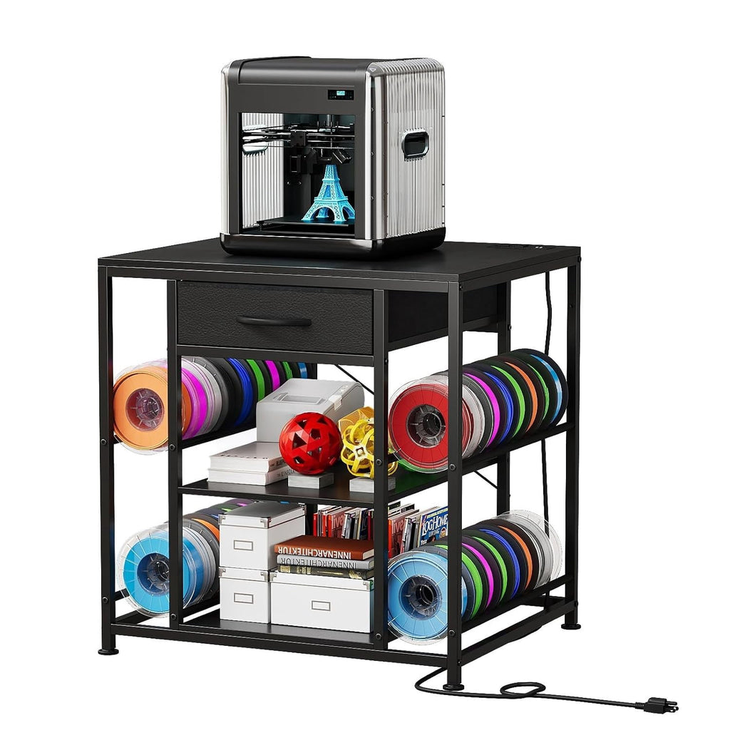 3D Printer Table with Filament Storage Rack & Drawer Organizer | 28-Spool Holder Rack,Anti-Shake Desk,Heavy duty,Anti-Vibration Feet, for home studio, office