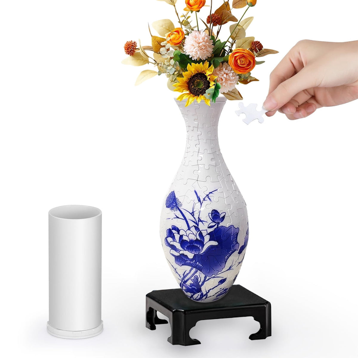 3D Puzzle Vase with 160 3D Jigsaw Puzzle Pieces for Adults & Kids Flower Arrangement Home Decor