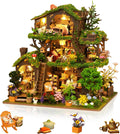 3D Puzzles for Adults, Fairy-Tale Treehouse Book Nook Kit, Wooden DIY Miniature House Kit for Bookshelf Decor,Creative Crafts for Women, Friends & Hobbyists