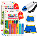 Relief Art Pen Popcorn Puffy Pens on Different Surfaces DIY Magic Drawing Pen Included Heater Tool Create Raised Bubble Markers for Crafts