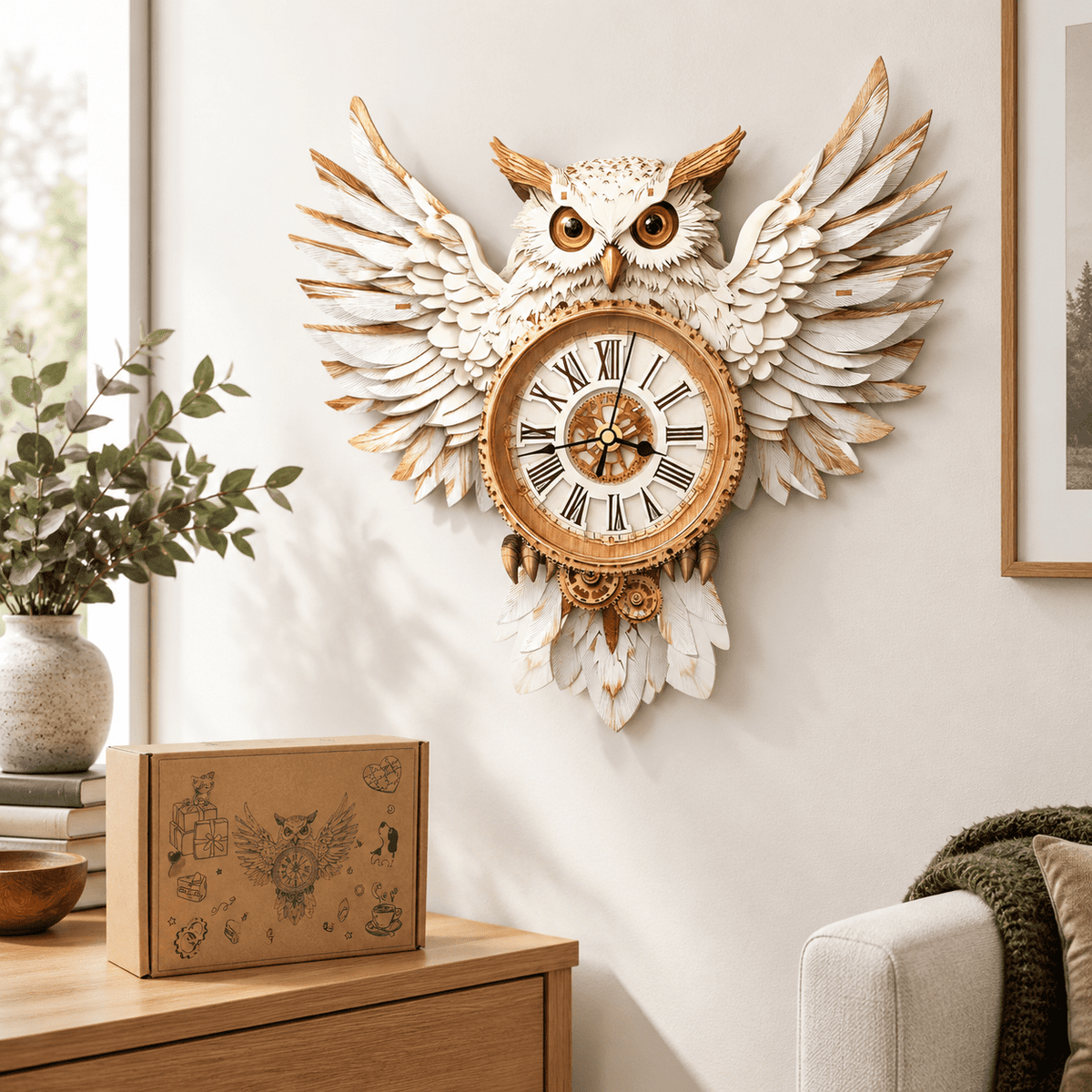 Fire Phoenix Wooden 3D Puzzle Clock DIY Model Kit for Adults