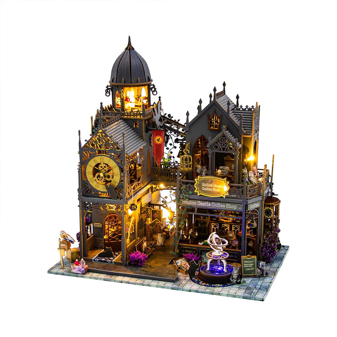 3D Wooden Puzzle Time Post Office Model Art & Craft Kits, DIY Assemble Miniature House Display Model