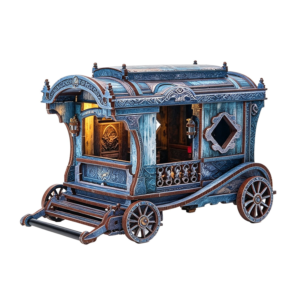 3D Wooden Puzzle Time Post Office Model Art & Craft Kits, DIY Assemble Miniature House Display Model