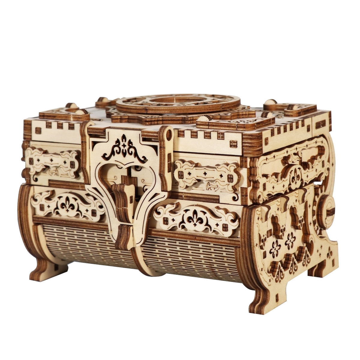 Music Park 3D Wooden Puzzle Model Kit with Movable Drawers, Antique Jewel Box DIY Crafts