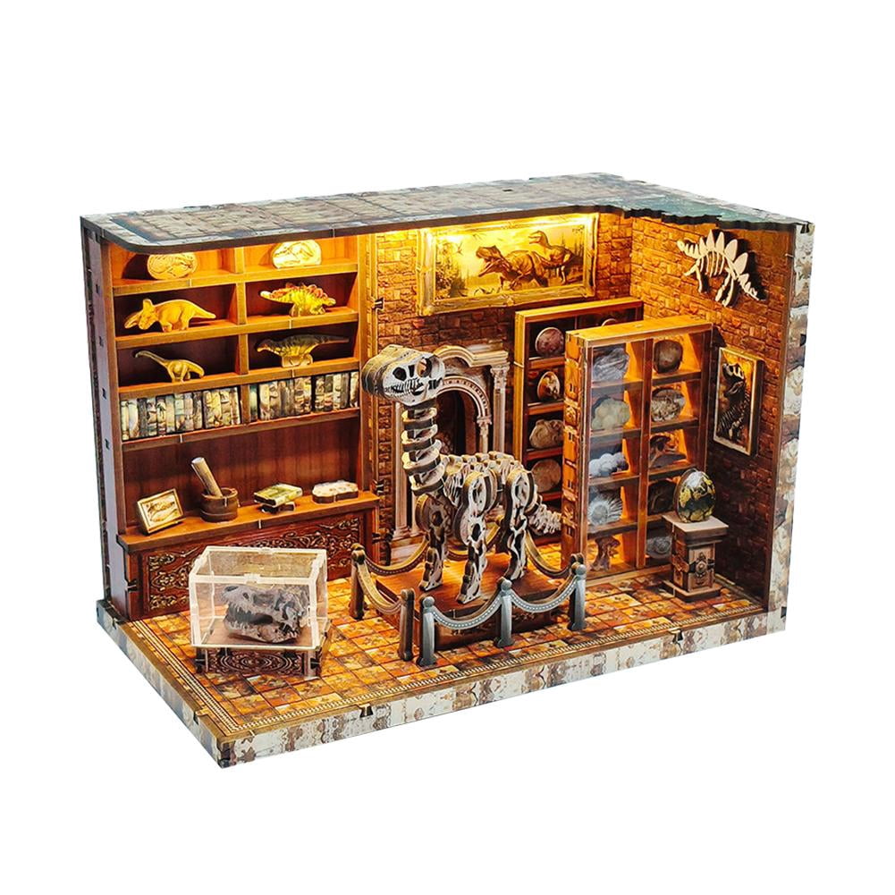 3D Wooden Puzzles for Adults, DIY Dinosaur Miniature , Book Nook Kit, Built-in LED Model Kit Dinosaur Gifts for Adults Teens Home Decor, Ideal Christmas Puzzle Gifts for Men Women