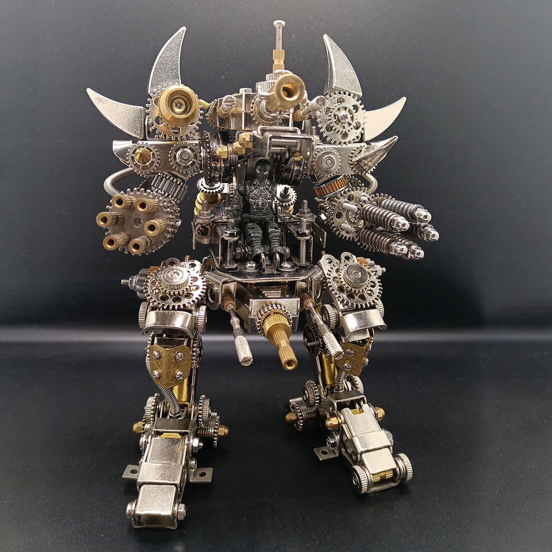 DIY 3D Metal Mecha Model Kit with Tools – Mechanical Stainless Steel Handmade Assembly Robot Figure, Steampunk Collectible Display Model for Adults and Teens