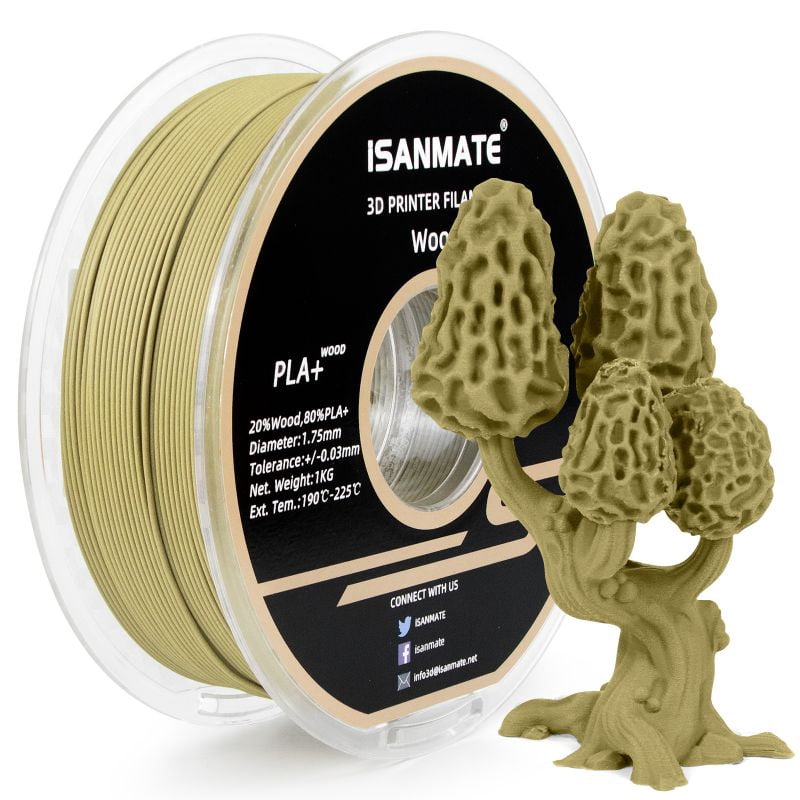 iSANMATE 1.1KG Wood PLA 3D Printer Filament, 1.75mm Cherry Wood Color, Real Wood Texture, ±0.03mm for FDM 3D Printers