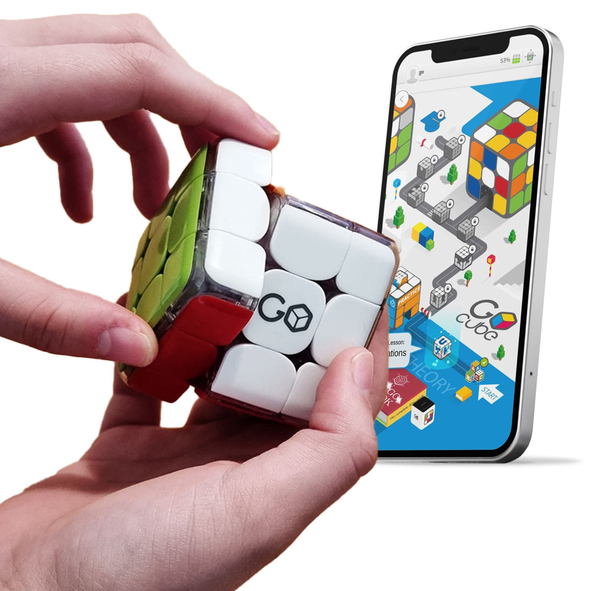 GoCube: Edge - 3x3 Electronic Handheld Mind Puzzle, Mini Games, Magnetic Speed Cube, 3D Brain Teaser Toy, Bluetooth App Enabled Device, Kids Adults 8+